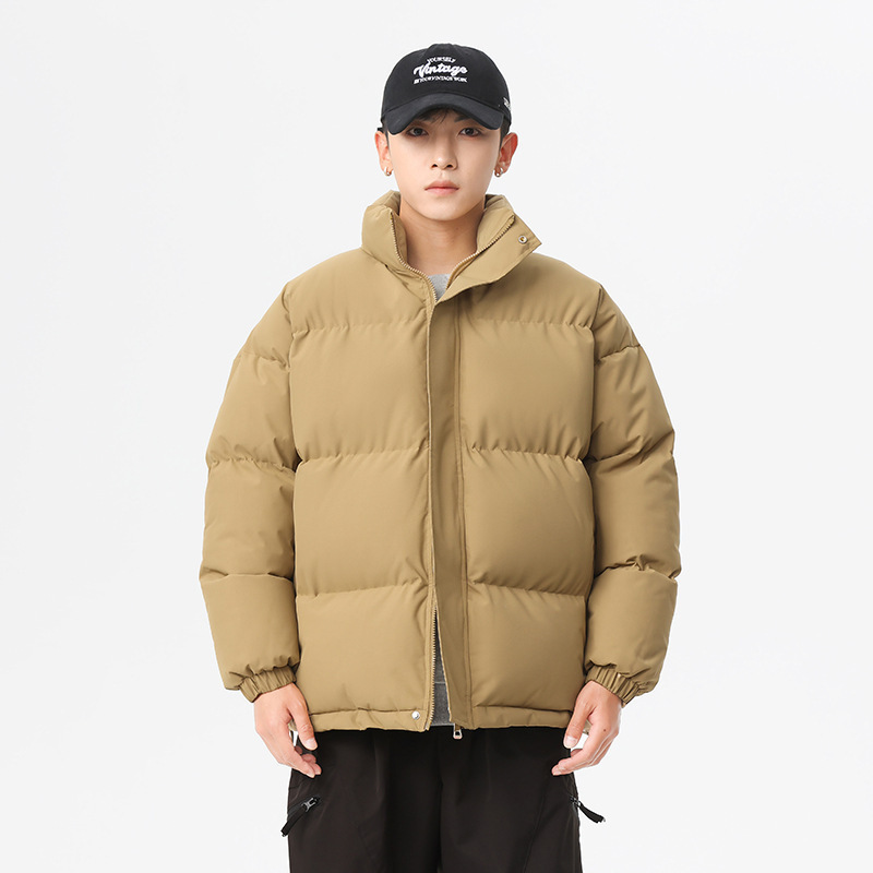 Winter New Cotton-Padded Jacket for Men, Solid Color Cotton-Padded Jacket, Hong Kong Style Loose Large Size Couple's Bread Jacket, Cotton-Padded Jacket for Men