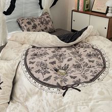 法式复古花园牛奶绒保暖四件套少女心加厚双面绒被套法兰绒三件套