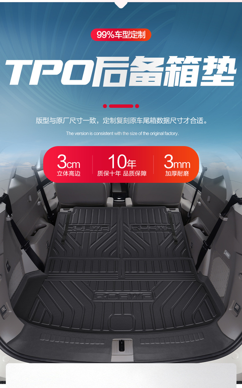 Roewe RX9 Trunk Mat Car Interior Modification Accessories Special TPE Waterproof Trunk Mat for Decoration Supplies