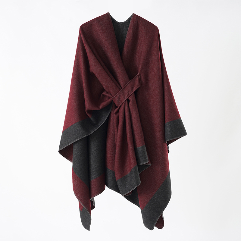 Marco de puertas estriado turístico europeo y americano mantas de doble cara bufandas cálidas de color sólido para mujeres más barra chal