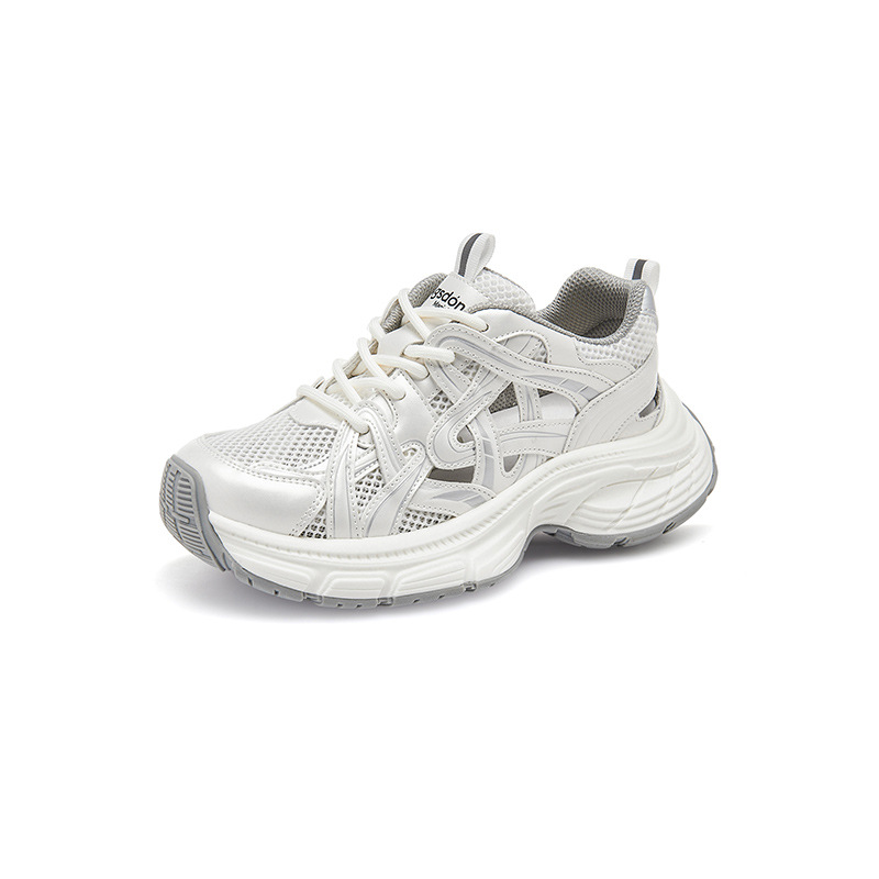 Zapatillas deportivas Augu Shiden para mujer, novedad primavera 2026, sandalias deportivas ligeras de malla hueca con suela gruesa, color blanco