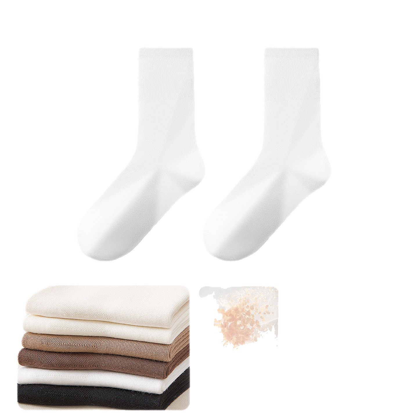 Calcetines de mujer blancas con zapatos de cuero, calcetines de algodón, calcetines de pantorrilla, calcetines de invierno con botas Martin