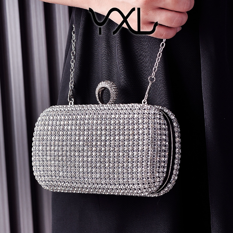 Yixinglong fábrica directa bolsas de fiesta de diamantes plata bolsas de fiesta brillante nobles bolsas de banquete de mujeres transfronterizas