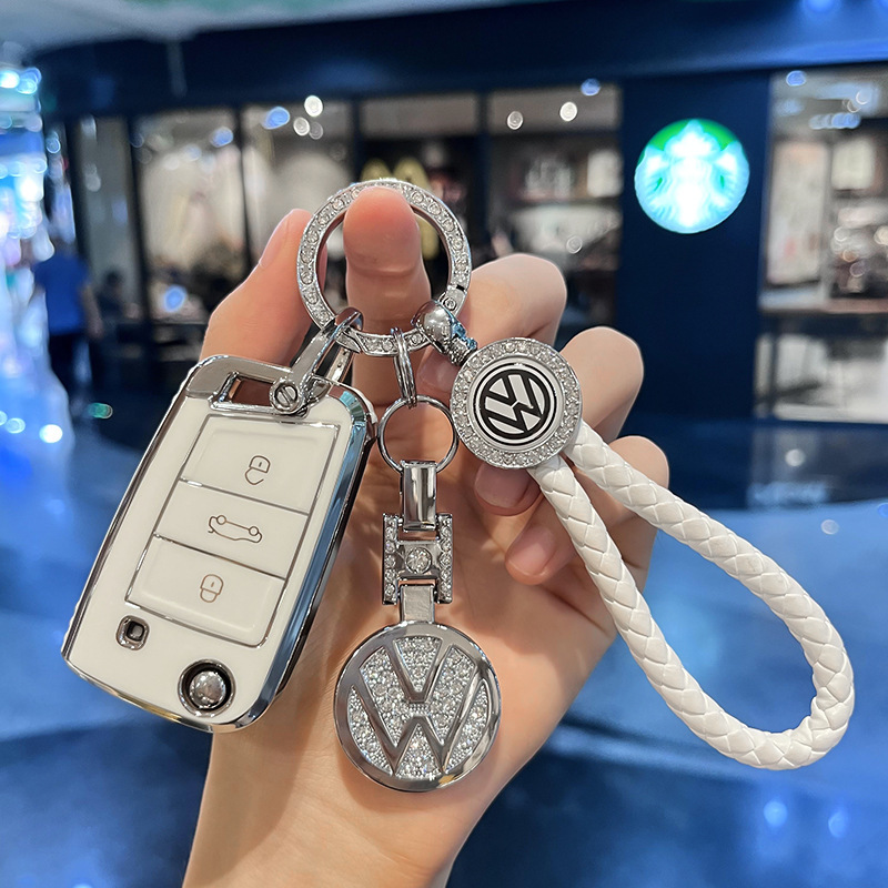 Volkswagen Bora Key Cover, High-End Shell for Magotan, Passat Cc, Men and Women, High-End Shell for Lamando, Tiguan X, Tansy Folding Car Decoration Buckle
