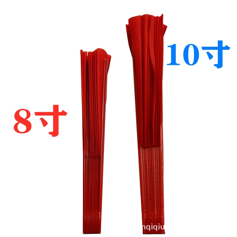 Los estudiantes a menudo usan 8 pulgadas 10 pulgadas ventilador de baile fiesta escolar bailando ventilador de Kung Fu barra de plástico paño rojo ventilador en blanco