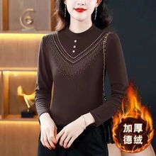 新款秋冬季2025半高领妈妈加厚保暖内搭长袖上衣可外穿女小衫