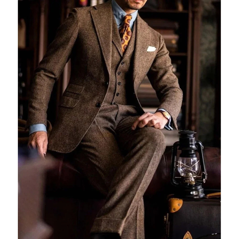 Solid Color Banquet Host Suit Set, Cross-Border European and American Style, Birthday Party Piano Performance Outfit, Three-Piece Suit for Men