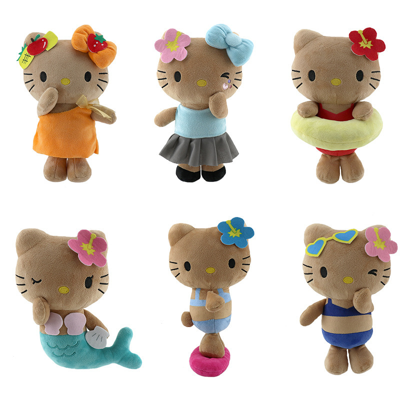 国境を越えた新しい子猫ぬいぐるみ黒革ハワイアンサマーペンダントガールハートキーホルダーペンダント|undefined