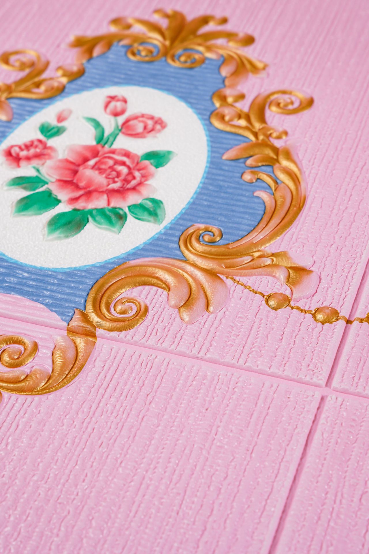 3d玫瑰庄园泡沫墙贴卧室客厅xpe防油污防污家居主卧立体墙面北欧