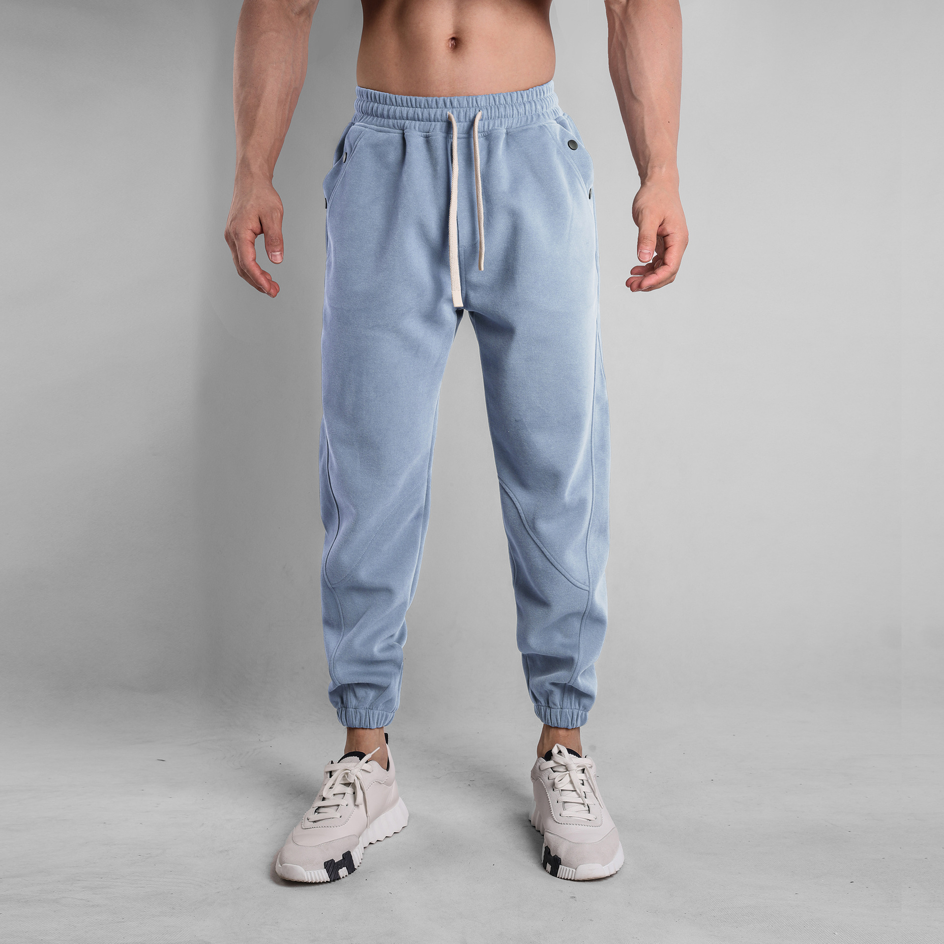 Usar Pantalones deportivos hombres marca de moda suelta correr fitness cropped Pantalones chinos compuesto de algodón transpirable deportes entrenamiento nuevo
