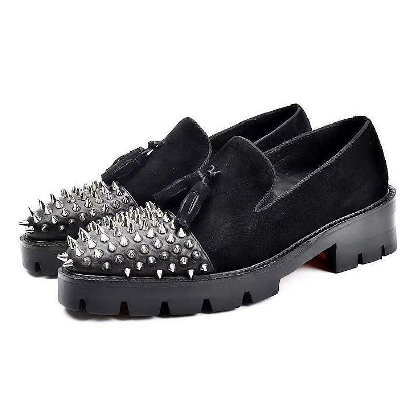 Обувь для увеличения роста Stud Lazy Shoes 2021 Летние британские мужские лоферы из воловьей кожи на толстой подошве Мужская обувь без шнуровки с кисточками