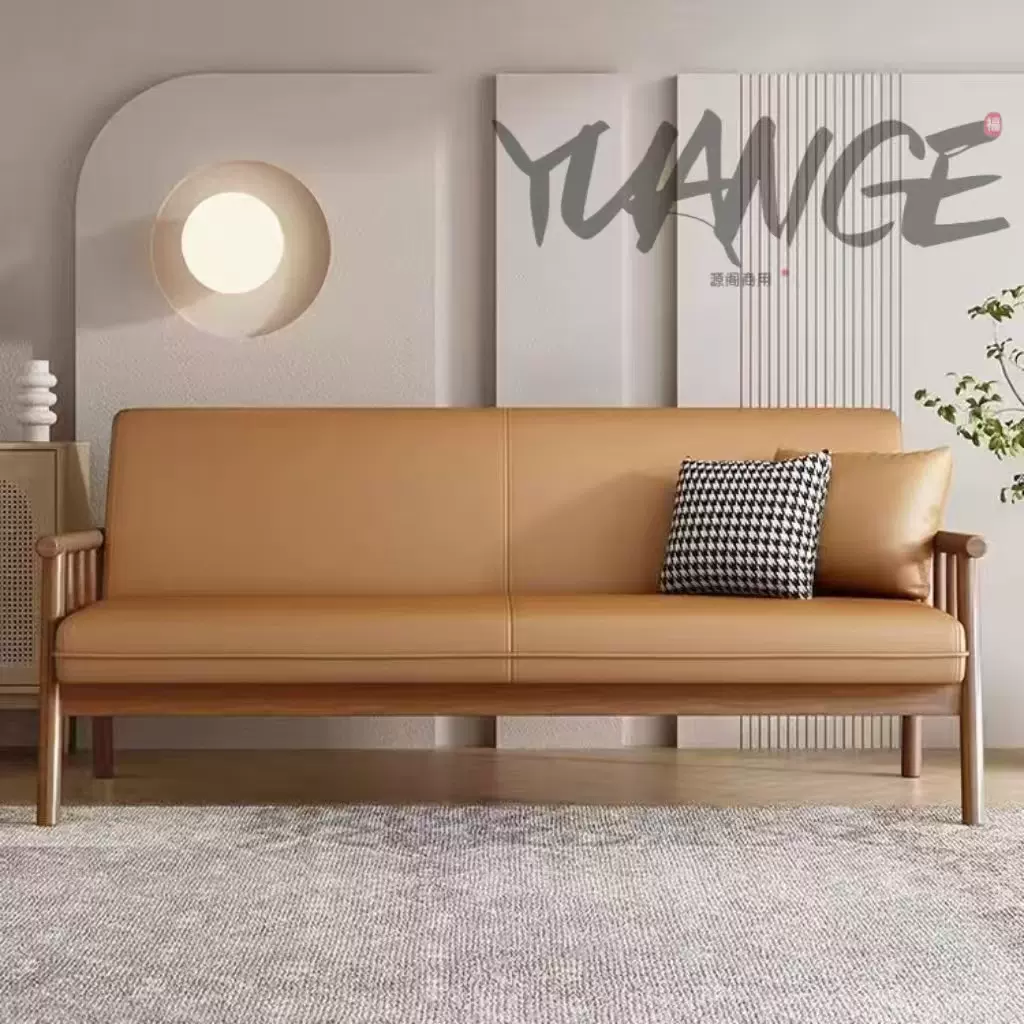 日式全实木小户型客厅三人位冬夏两用公寓出租房双人布艺沙发桌椅