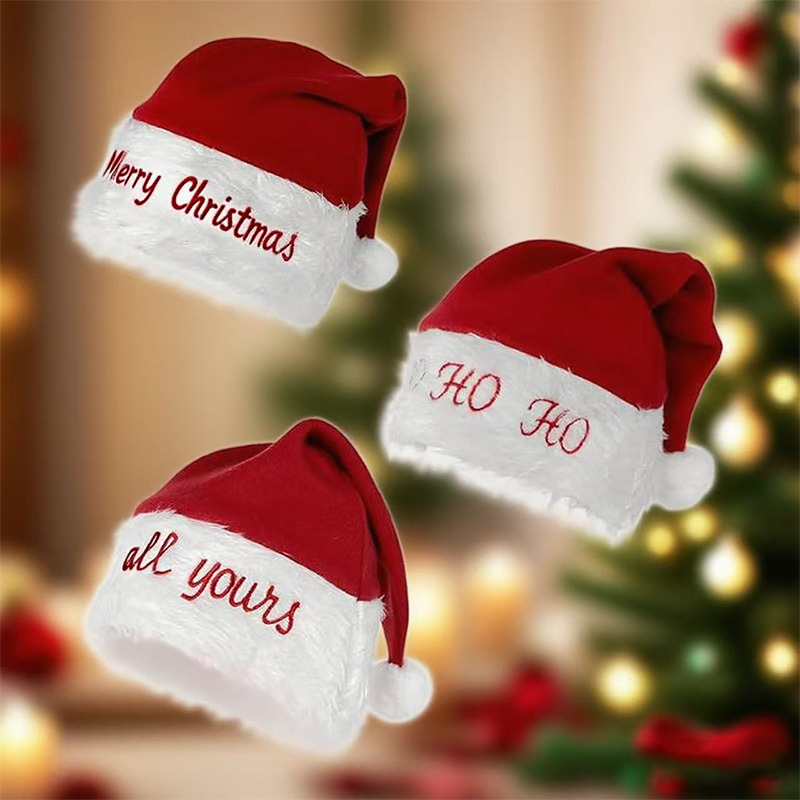 跨境圣诞帽经典长毛绒高品质圣诞帽圣诞派对装饰品