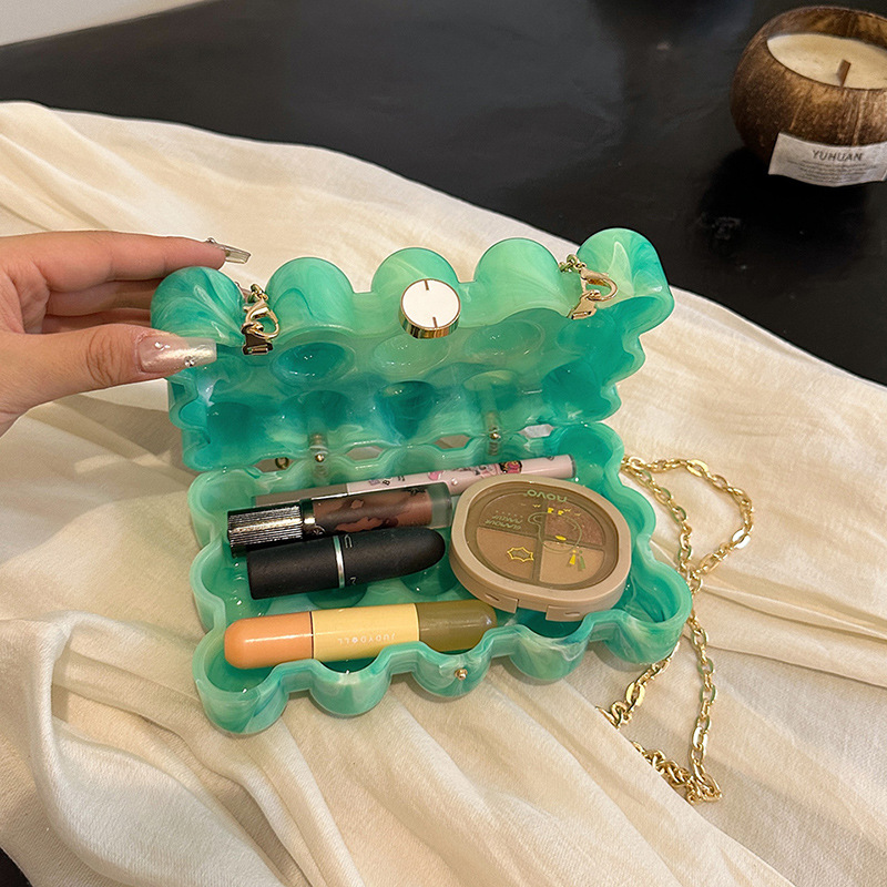 Comercio exterior transfronterizo onda francesa huevo de perla acrílico moda de hombro europeo y americano bolsa de cena acrílico