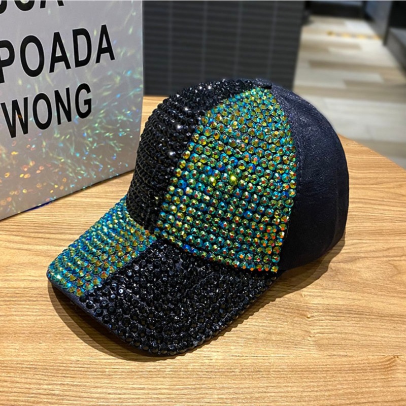 Women's Elegant Simple Style Color Block Rhinestone Curved Eaves Baseball Cap display picture 8