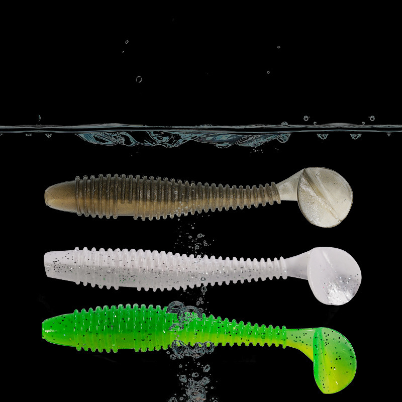 Shallow diving Paddle Tail Lures 6 Colors Soft Plastic Baits Bass Trout Saltwater Sea Fishing Lure
