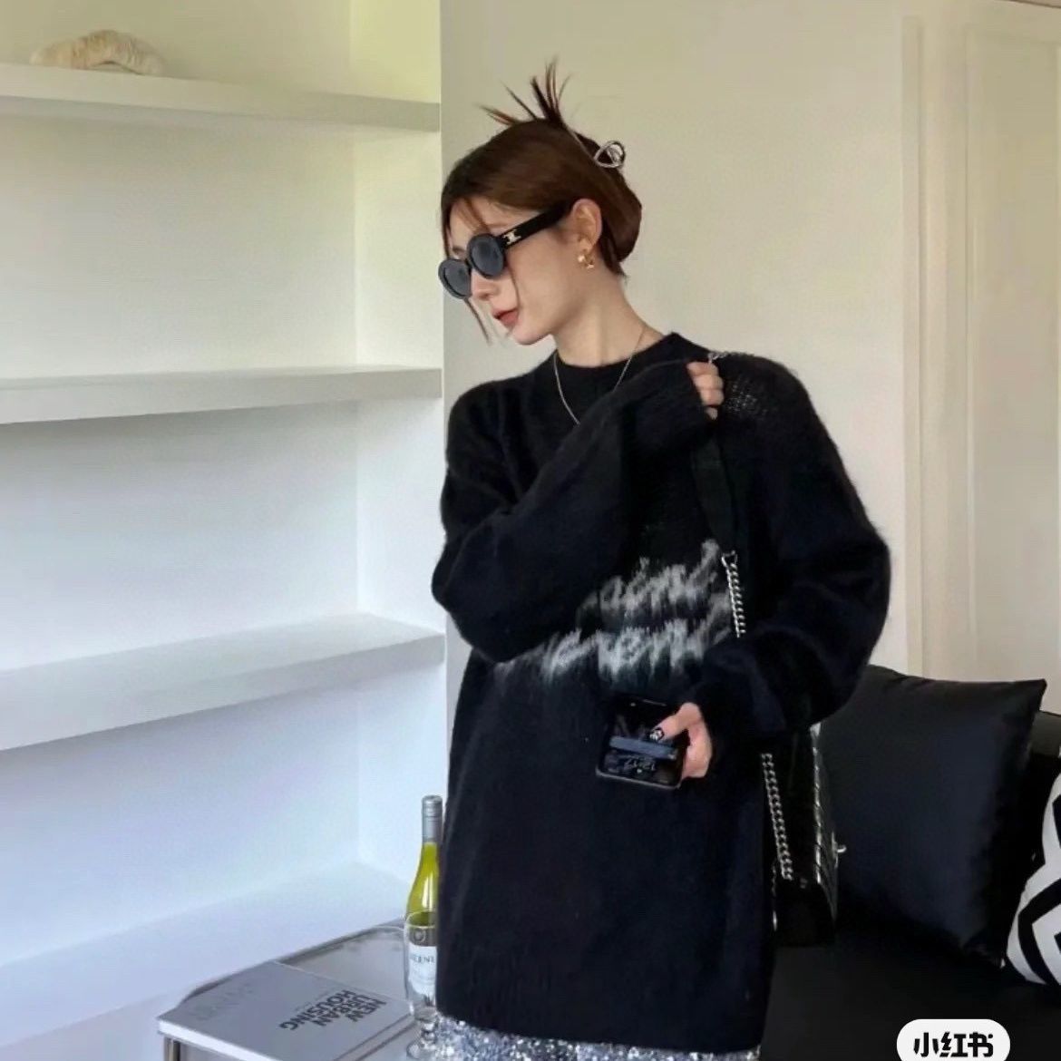 Saint Mxxxxxx Crewneck Sweater Mohair Black