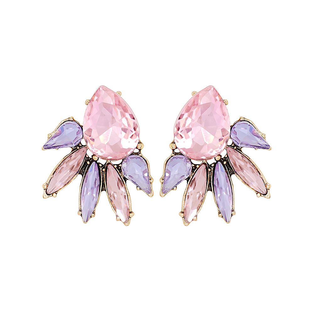 Fashion Flower Alloy Plating Inlay Rhinestone Ear Studs