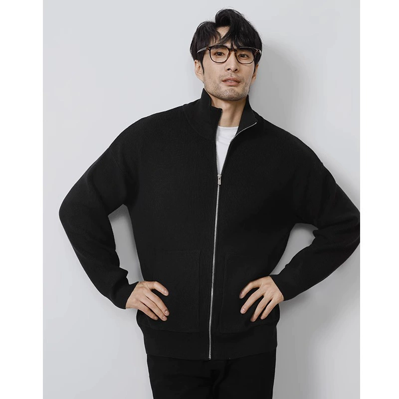 2024 осень и зима новый свитер мужской повседневный стейк-молния вязаный шерстяной топ кардиган куртка мужской