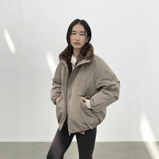 爱与南希十三行极简冬90白鸭绒复古连帽毛领保暖派克羽绒服03079
