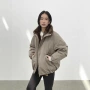保暖连帽复古毛领白鸭绒