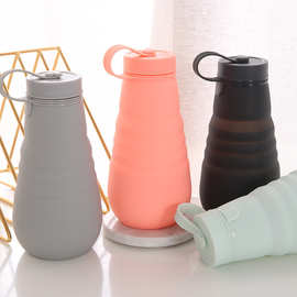 现货硅胶伸缩水瓶子 跨境户外运动水壶不含BPA18OZ盎司折叠水壶