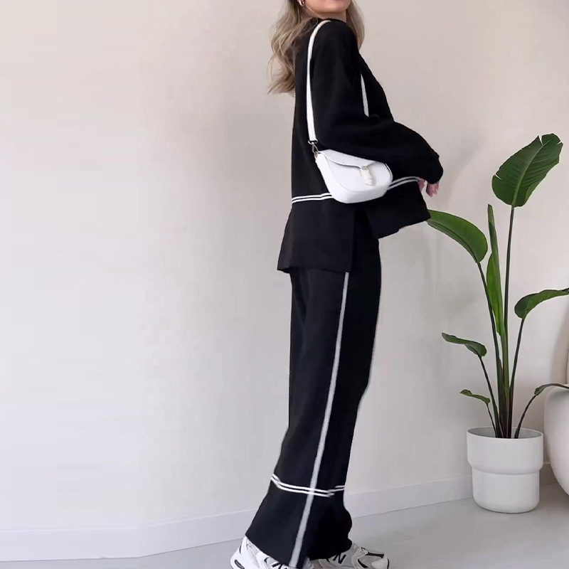 Loose Fit Type Solid Color Pattern Autumn Season Daily Street Women's Casual Solid Color Polyester Pants Sets Pants Sets