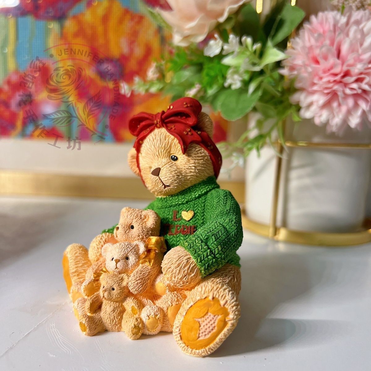 Oso de Peluche de la Serie Bear Hug Cherish, Muñeco de Yeso con Base Blanca, Juguete para Colorear DIY Hecho a Mano, Regalo para Novio/Novia, Decoración