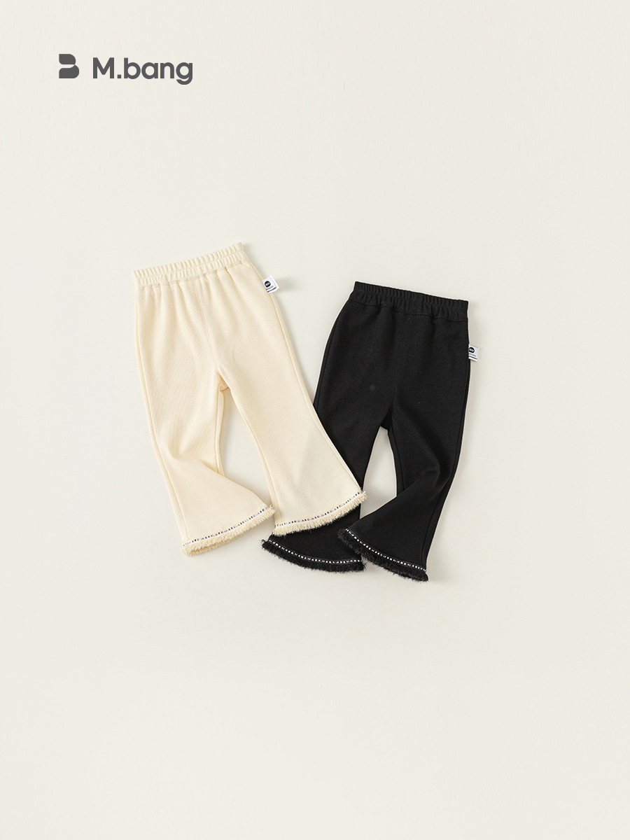 Pantalones acampanados de invierno estilo coreano para niñas de Yubao, con forro de felpa y pantalones infantiles gruesos.