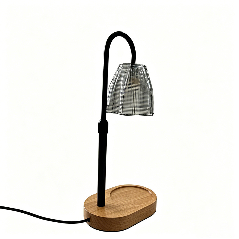 Retrógrado texturizado campana copa de vidrio base de madera campana lámpara de escritorio campana lámpara general image 6