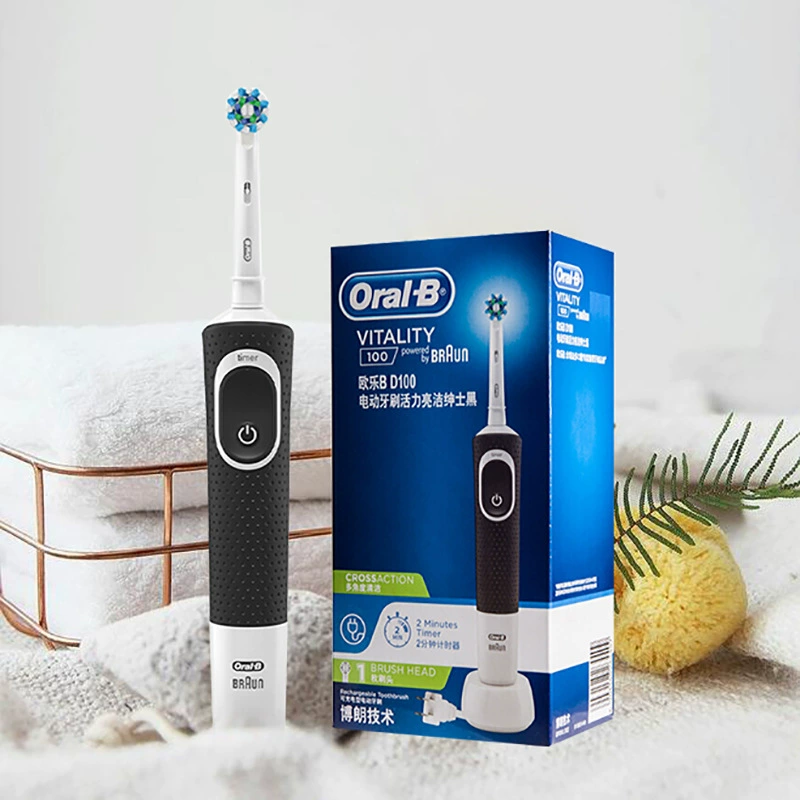 Немецкая OralB/OralB электрическая зубная щетка типа D100, индукционная зарядка, маленькая круглая головка, вращающаяся зубная щетка, белая