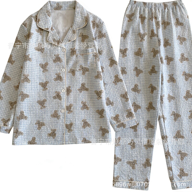 Spring and Autumn Japanese-Style Sweet Student Long-Sleeve Pajamas for Women, Korean Simple Internet Celebrity Loose Casual Loungewear Set Spring and Autumn Japanese-Style Sweet Student Long-Sleeve Pajamas for Women, Korean Simple Internet Celebrity Loose Casual Loungewear Set