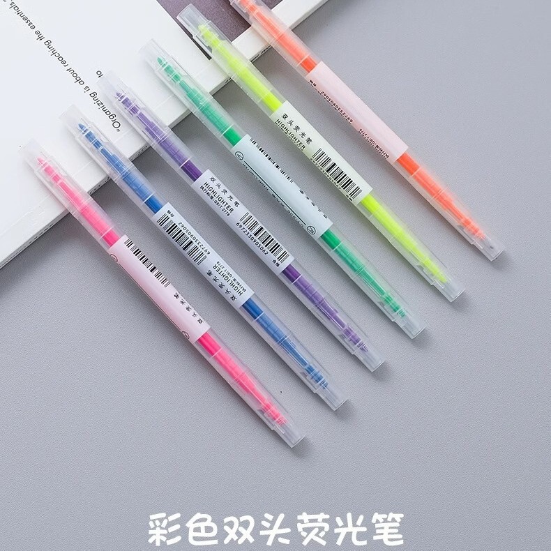双頭蛍光ペン学生用手帳ペンマーカーカラーマーカー6色絵画ペン文房具卸売り|undefined