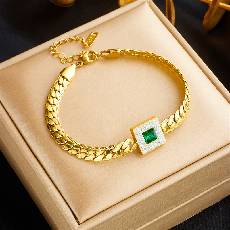 Jewelry Set Classification Wholesale Jewelry Elegant Color Block Square Titanium Steel Jewelry Set