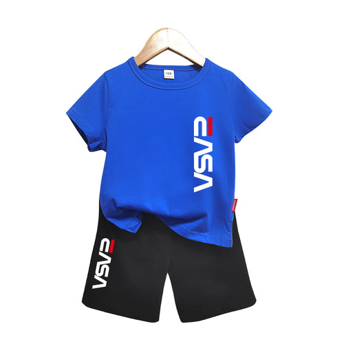 Foreign trade cross-border boys pure cotton short-sleeved suit summer 2024 new big children's children's clothing wholesale one piece drop shipping