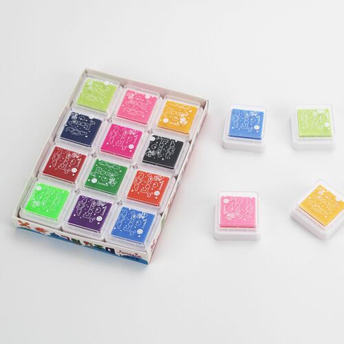 3x3cm children's finger painting color ink pad set 12-color DIY finger painting pigment ink pad