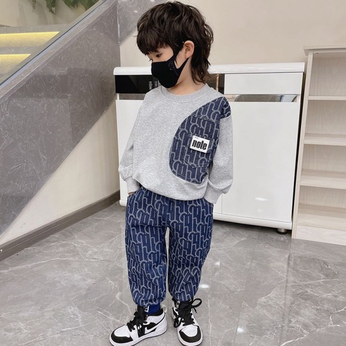 Boys' autumn clothing, children's clothing, spring and autumn sportswear suits, older children's long-sleeved sweatshirts and casual pants two-piece trendy sets