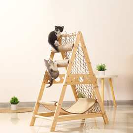 猫爬架猫窝猫树一体玩具家用木制猫咪攀爬网多功能猫吊床