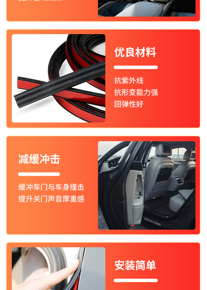B-Type Car Door Frame Sealing Strip, Large D, Small D-Type Car Front and Rear Trunk Sealing Strip, Center Console Sealing Strip