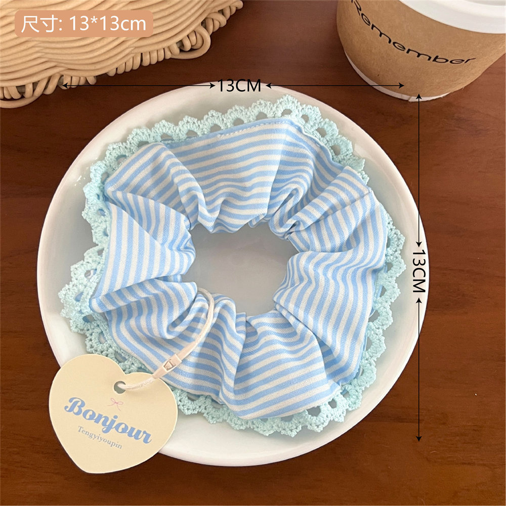 5 anillos de pelo de intestino grueso a rayas azules