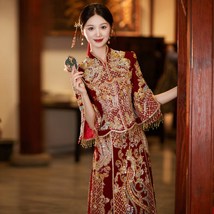 Heavy Industry Xiuhe Dress Bride 2024 New Chinese Wedding Dress High-end Malay Jacket Luxury Dragon and Phoenix Jacket Wedding Dress