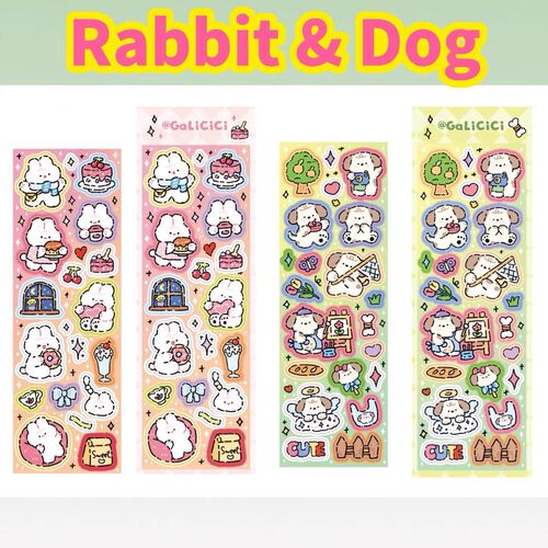 Curry Xixi original cute cartoon puppy rabbit stickers Guka decoration diy material laser stickers