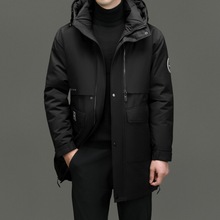 2024冬季男款羽绒服中长款加厚派克服90白鹅绒外套保暖冲锋衣夹克
