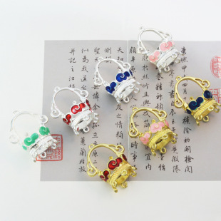 Alloy accessories three-dimensional small flower basket palace lamp diy handmade antique hairpin tassel pendant jewelry accessories