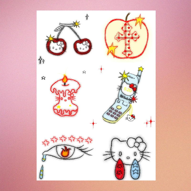 Cute Kitty Cat Ins Cartoon Tattoo Stickers for Arms, Long-Lasting Waterproof Clavicle-Style Small Patterns for Girls Cute Kitty Cat Ins Cartoon Tattoo Stickers for Arms, Long-Lasting Waterproof Clavicle-Style Small Patterns for Girls