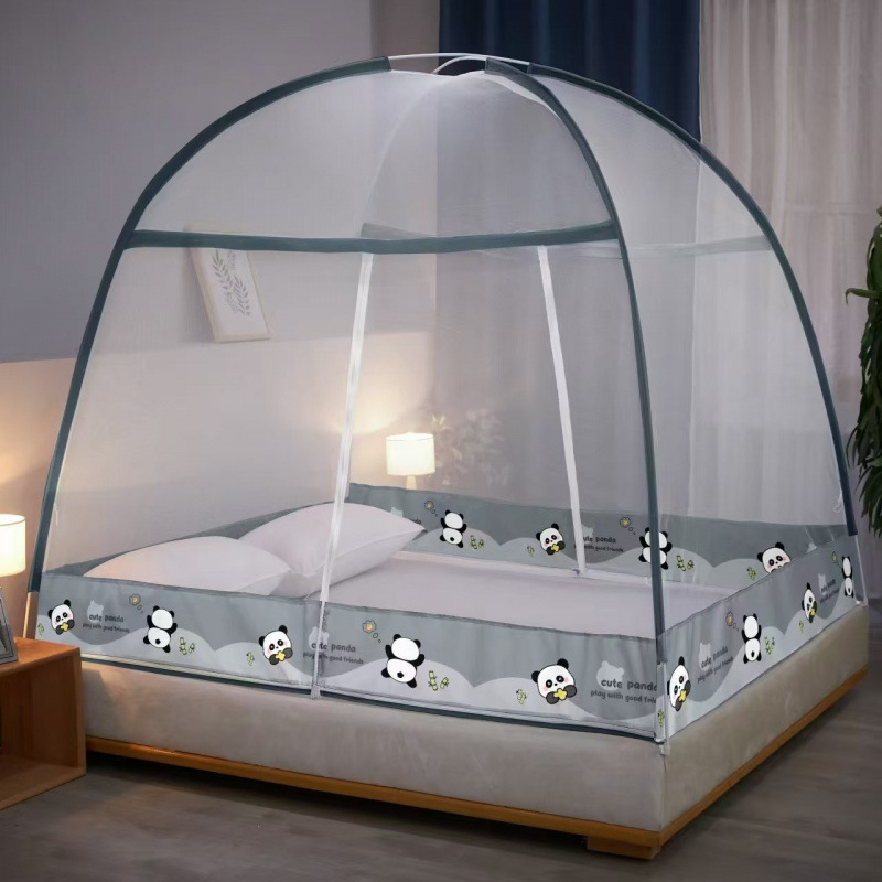 No-Installation Mosquito Net for Home Use, Encrypted and Thickened, 1.68m M2.0 Double Mongolian Yurt, Single Student 0.9m Bed