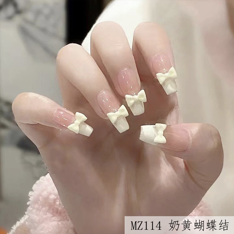 Ins-Style Wearable Nails, French-Style Dazzling High-End Nail Art, Wearable Short Nail Patches, Wholesale Ultra-Thin