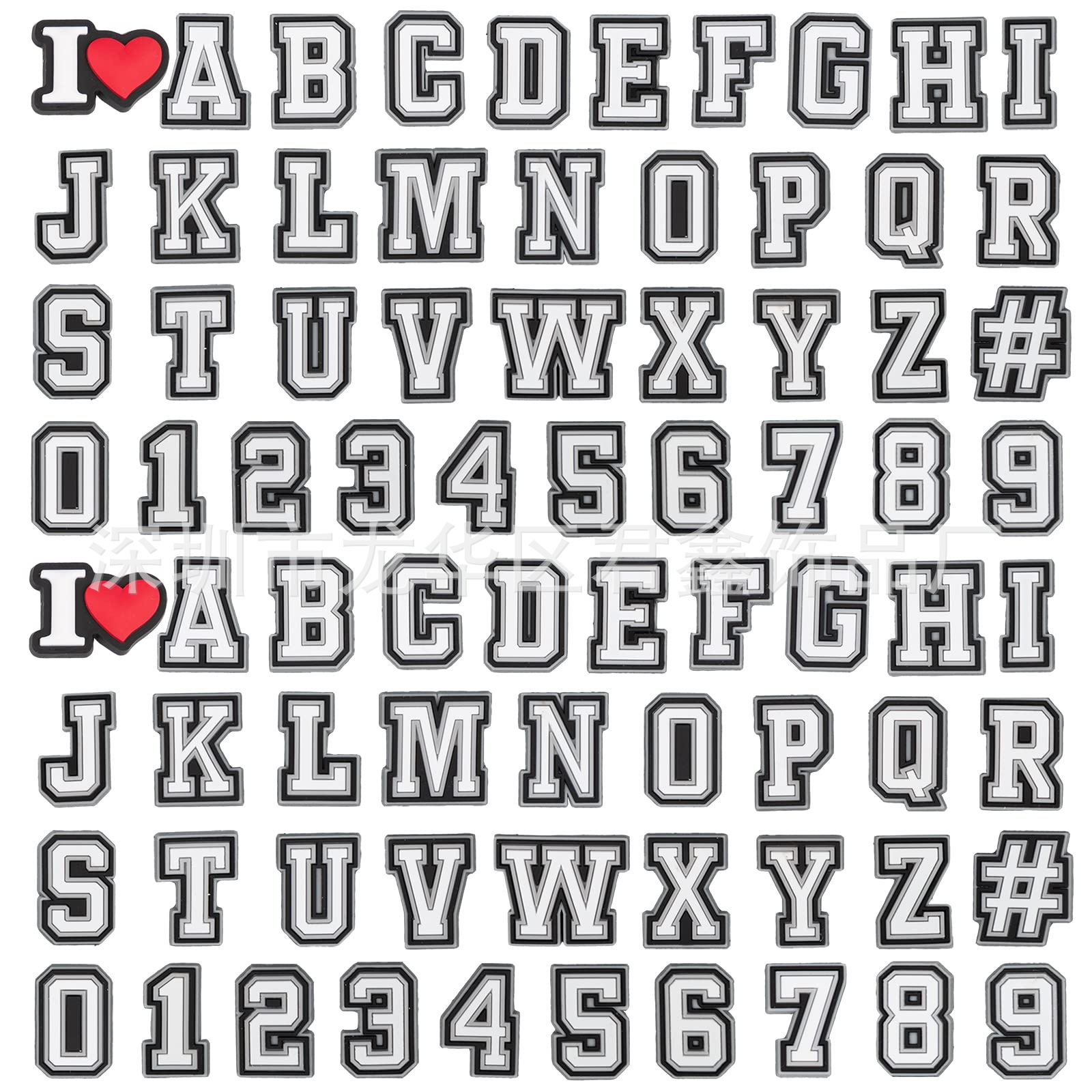 PVC letra número zapatos flor agujero zapatos zapato hebilla de color blanco zapatos luminosos accesorios cordón hebilla zapatos de jardín zapatos Accesorios