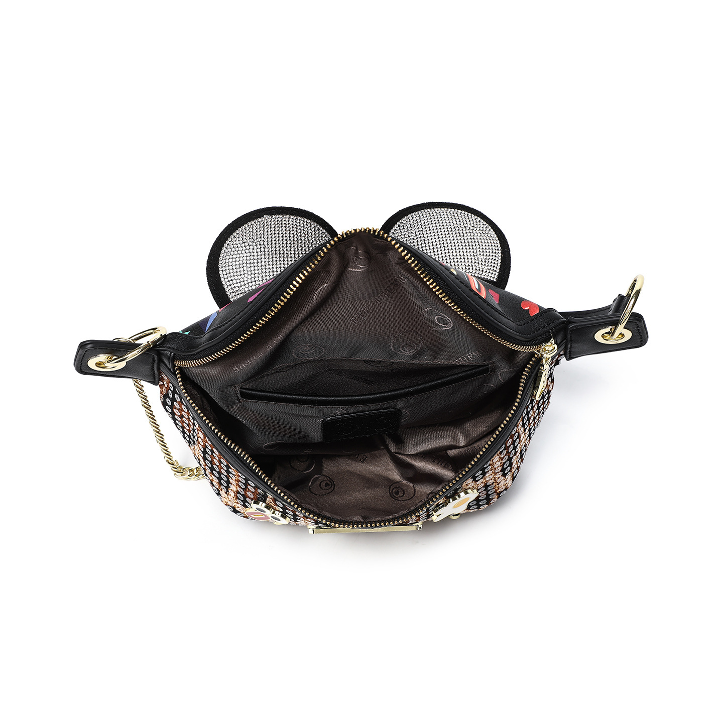 Otoño y invierno, cuentas de leopardo de alta calidad, bolso de mochila de damas, bolso de pecho de diamante de cadena de diseño lindo # 2865