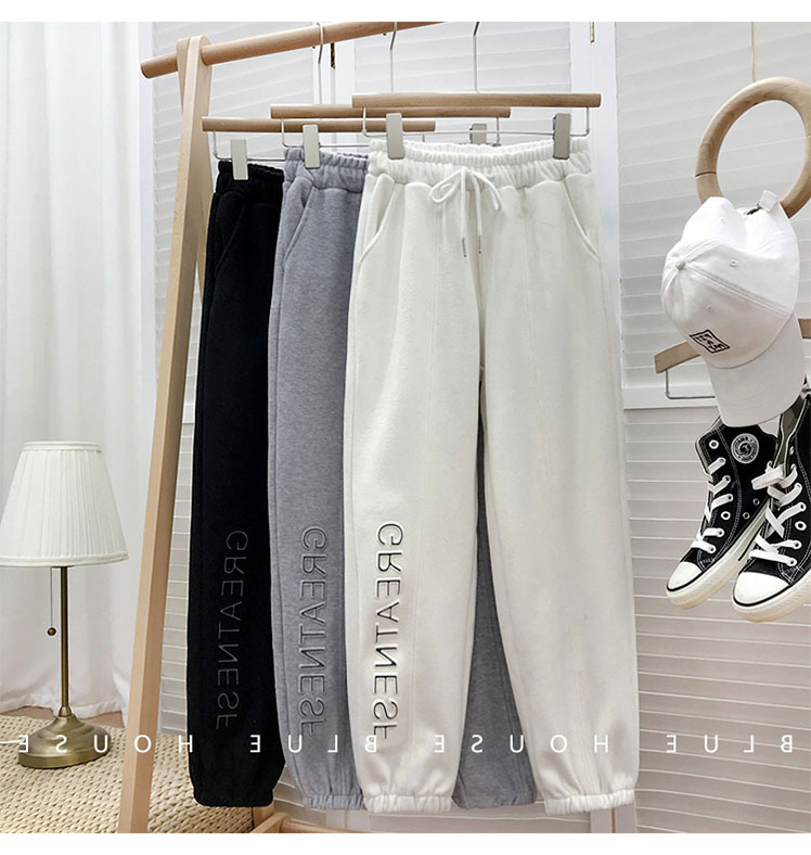 Super popular cec luminous letter ankle-tied pants women's pants spring and autumn sweatpants fashionable ins Korean casual gray sports pants trousers